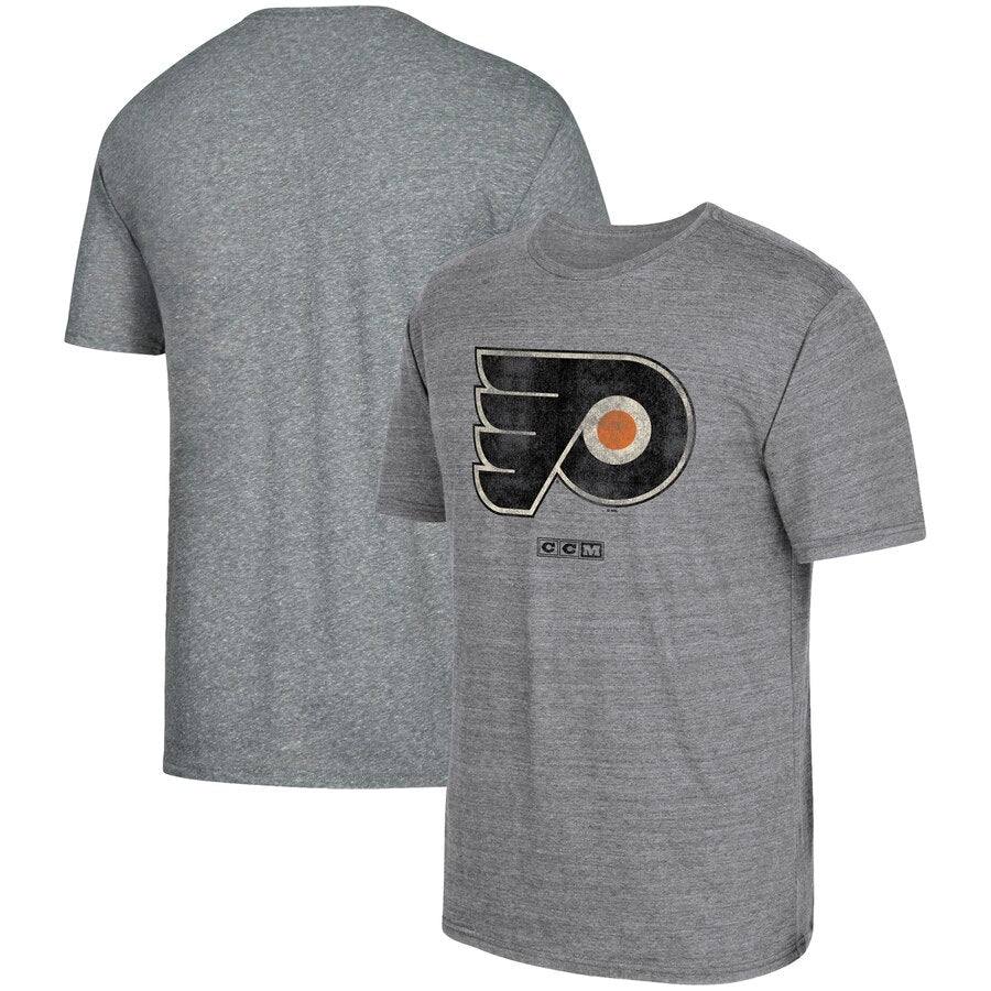 Philadelphia Flyers Adidas Heritage Logo Series Tri-Blend T-Shirt - Heathered Gray NHL Guys Tee