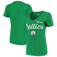 Load image into Gallery viewer, Boston Celtics G-Iii 4Her By Carl Banks Women&#39;s Post Season V-Neck Short Sleeve T-Shirt - Green NBA Ladies V-Neck
