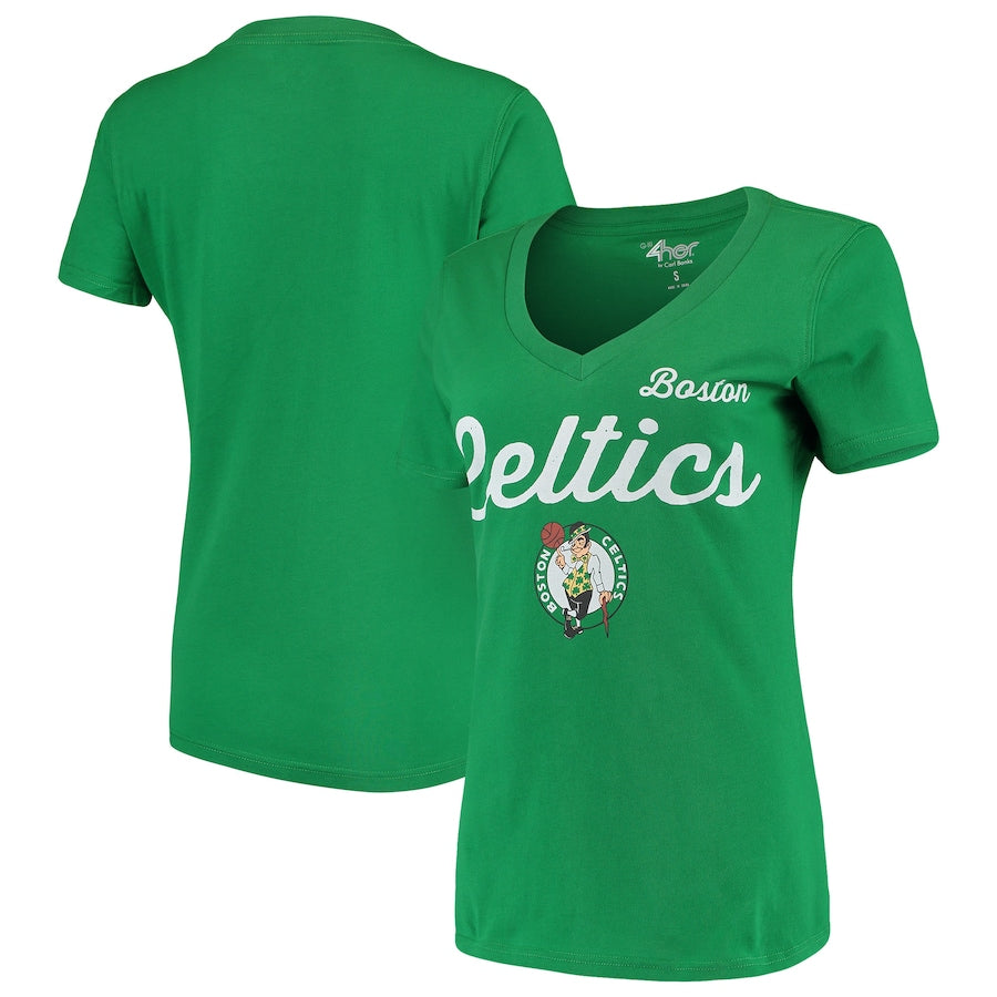 Boston Celtics G-Iii 4Her By Carl Banks Women's Post Season V-Neck Short Sleeve T-Shirt - Green NBA Ladies V-Neck