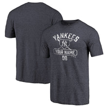 Load image into Gallery viewer, New York Yankees Personalized Base Runner Tri-Blend T-Shirt - Navy MLB Guys Tee
