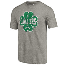 Load image into Gallery viewer, Cleveland Cavaliers St. Patrick's Day Emerald Isle Tri-Blend T-Shirt - Heathered Gray NBA Guys Tee
