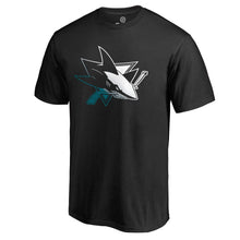 Load image into Gallery viewer, San Jose Sharks Gradient Logo T-Shirt - Black NHL Guys Tee
