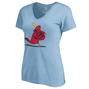 St. Louis Cardinals Women's Cooperstown Collection Forbes V-Neck T-Shirt - Light Blue MLB Ladies V-Neck
