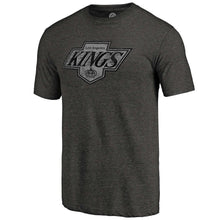 Load image into Gallery viewer, Los Angeles Kings Distressed Throwback Primary Logo Tri-Blend T-Shirt - Black NHL Guys Tee

