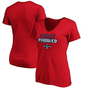 Washington Nationals Women's 2019 World Series Champions Slogan V-Neck T-Shirt - Red MLB Ladies V-Neck
