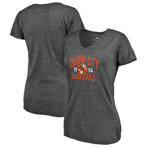 Baltimore Orioles Women's We're On Top Tri-Blend V-Neck T-Shirt - Black MLB Ladies V-Neck