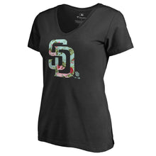 Load image into Gallery viewer, San Diego Padres Women&#39;s Lovely V-Neck T-Shirt - Black MLB Ladies V-Neck
