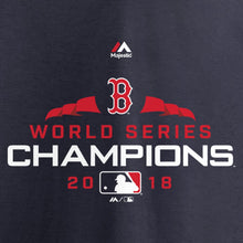 Load image into Gallery viewer, Boston Red Sox Women&#39;s 2019 World Series Champions Executive Logo Plus Size V-Neck T-Shirt - Navy MLB Ladies V-Neck
