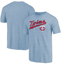 Load image into Gallery viewer, Minnesota Twins Vintage Cooperstown Collection Wahconah Tri-Blend T-Shirt - Light Blue MLB Guys Tee
