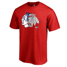Load image into Gallery viewer, Chicago Blackhawks Banner Wave T-Shirt - Red NHL Guys Tee
