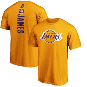 Lebron James Los Angeles Lakers Team Playmaker Name & Number T-Shirt - Gold NBA Guys Tee