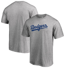 Load image into Gallery viewer, Los Angeles Dodgers Team Wordmark T-Shirt - Heathered Gray MLB Guys Tee
