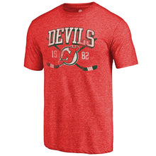Load image into Gallery viewer, New Jersey Devils Vintage Collection Line Shift Tri-Blend T-Shirt - Red NHL Guys Tee
