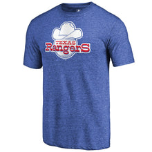Load image into Gallery viewer, Texas Rangers Cooperstown Collection Forbes Tri-Blend T-Shirt - Heathered Royal MLB Guys Tee
