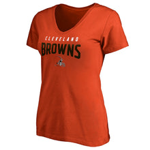 Load image into Gallery viewer, Cleveland Browns Nfl Pro Line By Women's Engage Arch V-Neck T-Shirt - Orange NFL LADIES V-Neck
