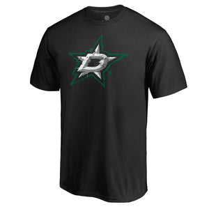 Dallas Stars Splatter Logo T-Shirt - Black NHL Guys Tee