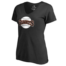 Load image into Gallery viewer, San Francisco Giants Women&#39;s Cooperstown Collection Huntington V-Neck T-Shirt - Black MLB Ladies V-Neck
