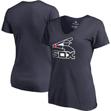 Load image into Gallery viewer, Chicago White Sox Women&#39;s Plus Size Cooperstown Collection Huntington V-Neck T-Shirt - Navy MLB Ladies V-Neck
