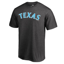 Load image into Gallery viewer, Texas Rangers 2019 Father's Day Blue Wordmark T-Shirt - Charcoal MLB Guys Tee
