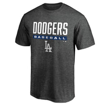 Load image into Gallery viewer, Los Angeles Dodgers Win Stripe T-Shirt - Charcoal MLB Guys Tee
