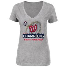 Load image into Gallery viewer, Washington Nationals Women&#39;s 2019 World Series Champions Plus Size Locker Room V-Neck T-Shirt - Gray MLB Ladies V-Neck
