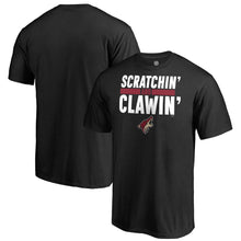 Load image into Gallery viewer, Arizona Coyotes Scratchin&#39; And Clawin&#39; T-Shirt - Black NHL Guys Tee
