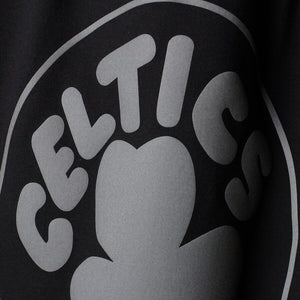 Boston Celtics Majestic Throwback Logo Reflective Tek Patch T-Shirt - Black NBA Guys Tee