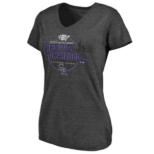 Colorado Rockies Women's 2020 Spring Training Round Trip Tri-Blend V-Neck T-Shirt - Black MLB Ladies V-Neck