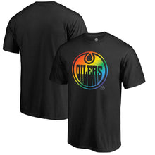 Load image into Gallery viewer, Edmonton Oilers Rainbow Pride T-Shirt - Black NHL Guys Tee
