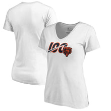 Load image into Gallery viewer, Chicago Bears Nfl Pro Line By Women's 100Th Season V-Neck T-Shirt - White NFL LADIES V-Neck
