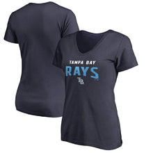 Load image into Gallery viewer, Tampa Bay Rays Women&#39;s Engage Arch V-Neck T-Shirt - Navy MLB Ladies V-Neck
