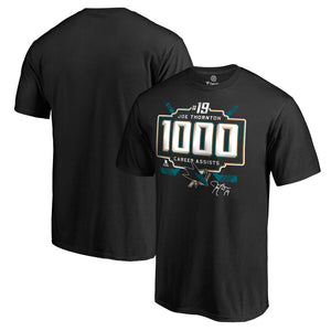 Joe Thornton San Jose Sharks 1,000 Career Assists T-Shirt - Black NHL Guys Tee
