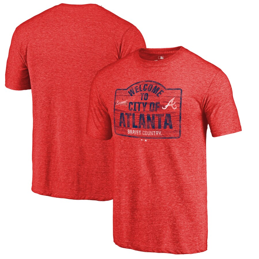 Atlanta Braves Welcome To Atlanta Hometown Tri-Blend T-Shirt - Red MLB Guys Tee