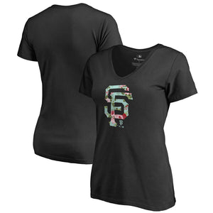 San Francisco Giants Women's Lovely V-Neck T-Shirt - Black MLB Ladies V-Neck