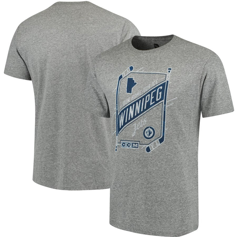 Winnipeg Jets Ccm Our Home Our Ice Tri-Blend T-Shirt - Gray NHL Guys Tee