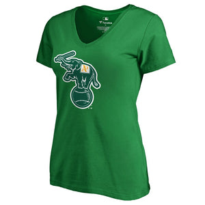 Oakland Athletics Women's Cooperstown Collection Forbes T-Shirt - Kelly Green MLB Ladies V-Neck