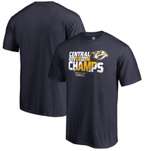 Load image into Gallery viewer, Nashville Predators 2018 Central Division Champions All Time Save T-Shirt - Navy NHL Guys Tee
