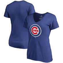 Load image into Gallery viewer, Chicago Cubs Women&#39;s Plus Size Team Wordmark V-Neck T-Shirt - Royal MLB Ladies V-Neck
