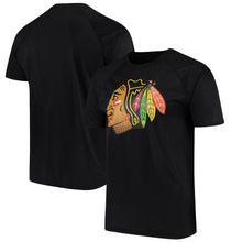 Load image into Gallery viewer, Chicago Blackhawks Overtime Raglan T-Shirt - Black NHL Guys Tee
