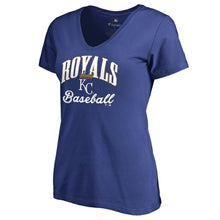 Load image into Gallery viewer, Kansas City Royals Women&#39;s Victory Script T-Shirt - Royal MLB Ladies V-Neck
