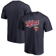 Load image into Gallery viewer, Minnesota Twins Team Lockup T-Shirt - Navy MLB Guys Tee
