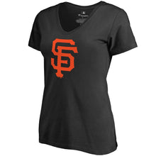 Load image into Gallery viewer, San Francisco Giants Women&#39;s Primary Logo V-Neck T-Shirt - Black MLB Ladies V-Neck
