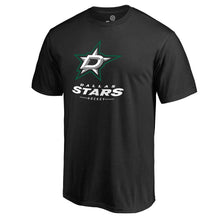 Load image into Gallery viewer, Dallas Stars Team Lockup T-Shirt - Black NHL Guys Tee
