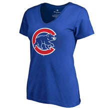Load image into Gallery viewer, Chicago Cubs Women&#39;s Plus Size Primary Logo T-Shirt - Royal MLB Ladies V-Neck
