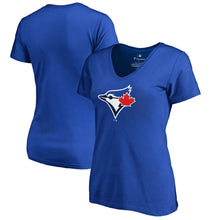 Load image into Gallery viewer, Toronto Blue Jays Women&#39;s Primary Logo V-Neck T-Shirt - Royal MLB Ladies V-Neck
