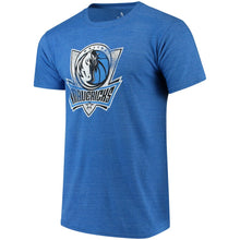 Load image into Gallery viewer, Dallas Mavericks Distressed Primary Logo Tri-Blend T-Shirt - Heathered Blue NBA Guys Tee
