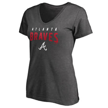 Load image into Gallery viewer, Atlanta Braves Women&#39;s Plus Size Engage Arch V-Neck T-Shirt - Heathered Charcoal MLB Ladies V-Neck
