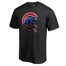Load image into Gallery viewer, Chicago Cubs Midnight Mascot T-Shirt - Black MLB Guys Tee

