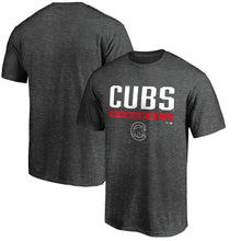 Load image into Gallery viewer, Chicago Cubs Win Stripe T-Shirt - Charcoal MLB Guys Tee
