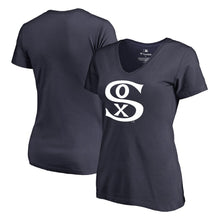 Load image into Gallery viewer, Chicago White Sox Women&#39;s Cooperstown Collection Forbes V-Neck T-Shirt - Navy MLB Ladies V-Neck
